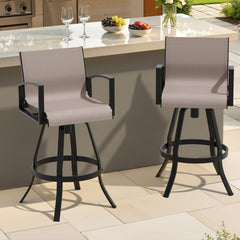 Aluminum Swivel Outdoor Bar Stool Set of 2 in Sunbrella