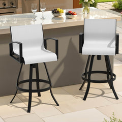 Aluminum Swivel Outdoor Bar Stool Set of 2 in Sunbrella