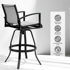 Aluminum Swivel Outdoor Bar Stool Set of 2 in Sunbrella