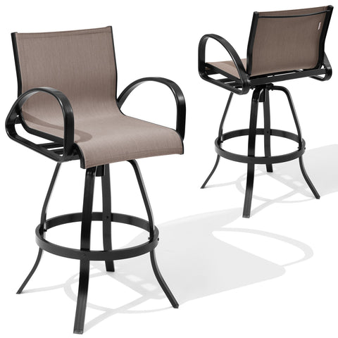Crestlive Products Aluminum Outdoor Swivel Bar Stool Set of 2 with Sunbrella Fabric