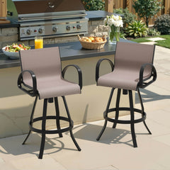 Aluminum Swivel Outdoor Bar Stool Set of 2 in Sunbrella