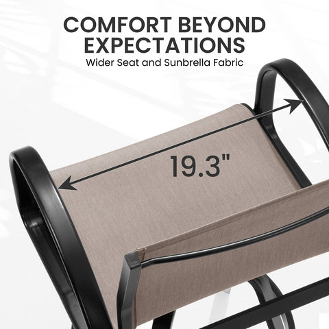 Crestlive Products Aluminum Outdoor Swivel Bar Stool Set of 2 with Sunbrella Fabric