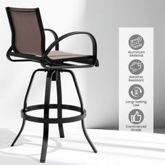 Aluminum Swivel Outdoor Bar Stool Set of 2 in Sunbrella