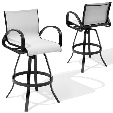 Crestlive Products Aluminum Outdoor Swivel Bar Stool Set of 2 with Sunbrella Fabric