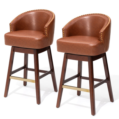 Crestlive Products Swivel 31.9'' Faux Leather Bar Stool (Set of 2)