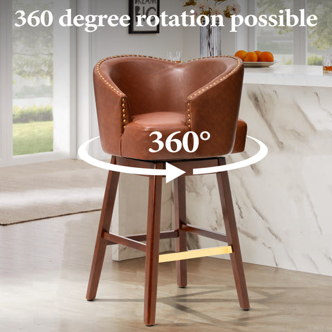 Crestlive Products Swivel 31.9'' Faux Leather Bar Stool (Set of 2)