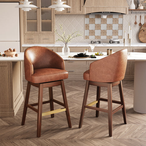 Crestlive Products Swivel 31.9'' Faux Leather Bar Stool (Set of 2)
