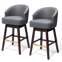 31.9" Swivel Faux Leather Bar Stool Set of 2