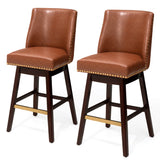 30.6" Swivel Faux Leather Bar Stool Set of 2 with Backrest