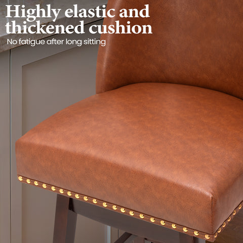 Crestlive Products Swivel 30.6" Faux Leather Bar Stool with Backrest (Set of 2)