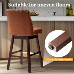 30.6" Swivel Faux Leather Bar Stool Set of 2 with Backrest