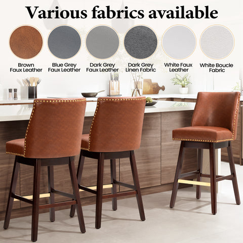 Crestlive Products Swivel 30.6" Faux Leather Bar Stool with Backrest (Set of 2)