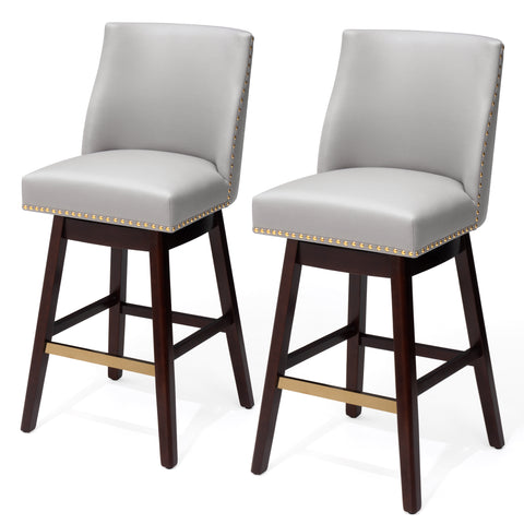 Crestlive Products Swivel 30.6" Faux Leather Bar Stool with Backrest (Set of 2)
