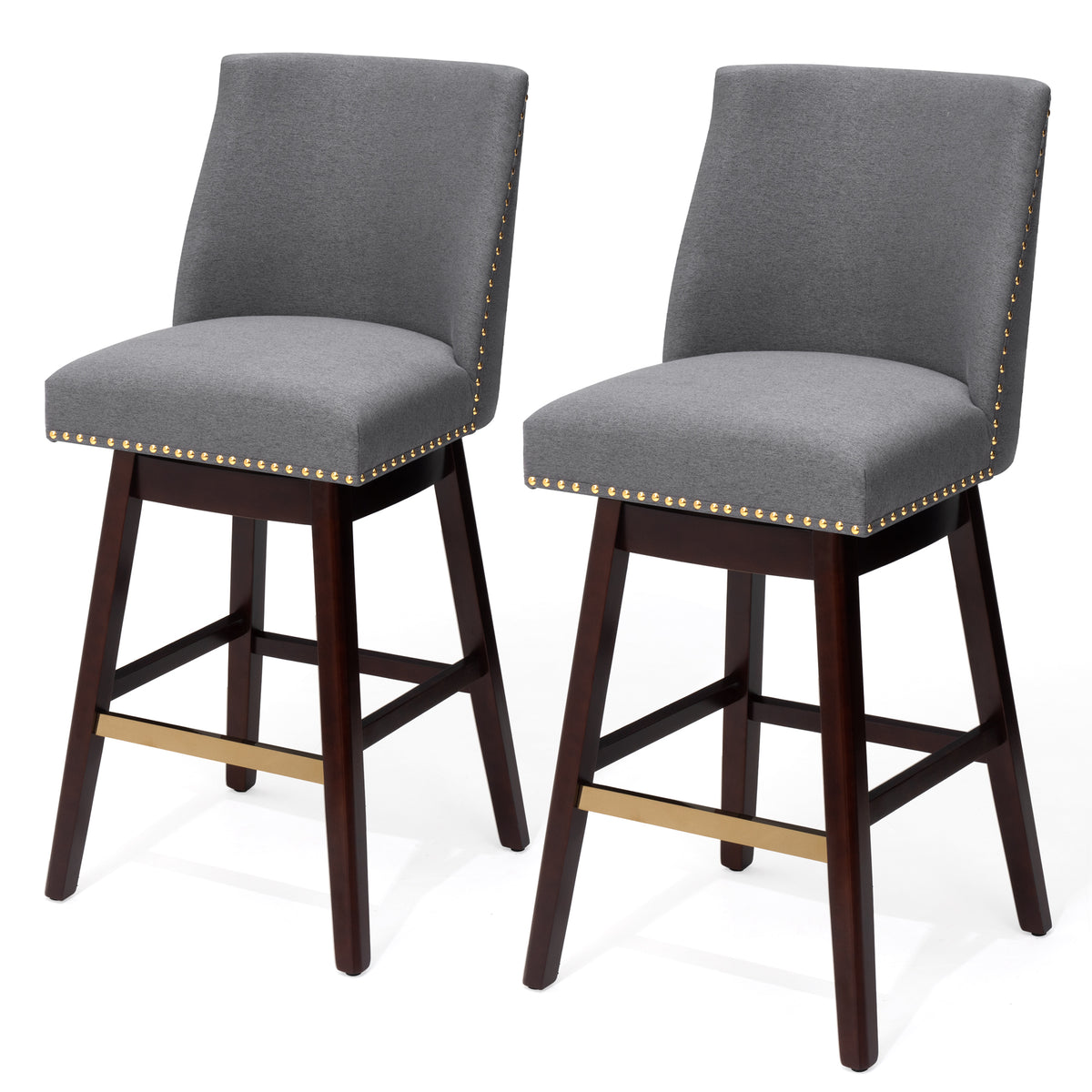 Crestlive Products Swivel 30.6" Faux Leather Bar Stool with Backrest (Set of 2)