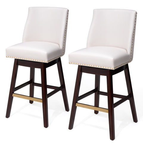 Crestlive Products Swivel 30.6" Faux Leather Bar Stool with Backrest (Set of 2)