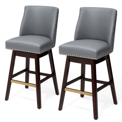 Crestlive Products Swivel 30.6" Faux Leather Bar Stool with Backrest (Set of 2)