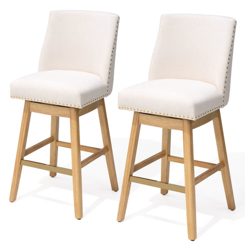 Crestlive Products Swivel 30.6" Faux Leather Bar Stool with Backrest (Set of 2)