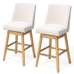 30.6" Swivel Faux Leather Bar Stool Set of 2 with Backrest