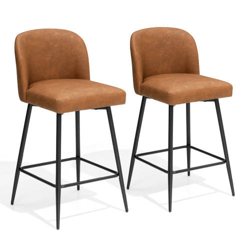 Crestlive Products Swivel 26.8'' Faux Leather Counter Stool (Set of 2)