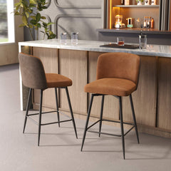 26.8" Swivel Faux Leather Counter Stool Set of 2