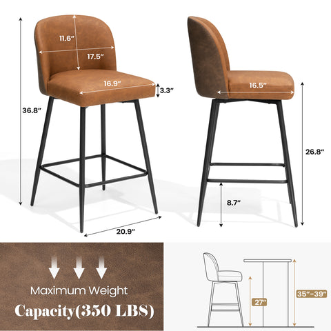 Crestlive Products Swivel 26.8'' Faux Leather Counter Stool (Set of 2)