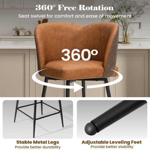 Crestlive Products Swivel 26.8'' Faux Leather Counter Stool (Set of 2)