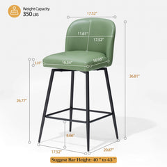 26.8" Swivel Faux Leather Counter Stool Set of 2