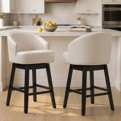 30.3" Swivel Faux Leather Counter Stool Set of 2