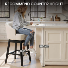 30.3" Swivel Faux Leather Counter Stool Set of 2