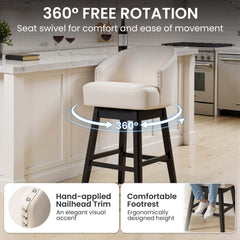 30.3" Swivel Faux Leather Counter Stool Set of 2
