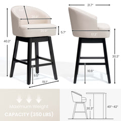 30.3" Swivel Faux Leather Counter Stool Set of 2