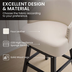 30.3" Swivel Faux Leather Counter Stool Set of 2