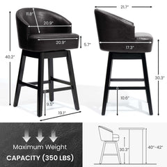 30.3" Swivel Faux Leather Counter Stool Set of 2