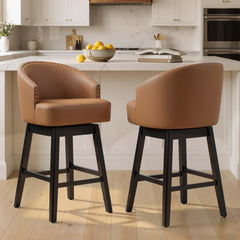 30.3" Swivel Faux Leather Counter Stool Set of 2