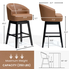 30.3" Swivel Faux Leather Counter Stool Set of 2