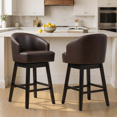 30.3" Swivel Faux Leather Counter Stool Set of 2