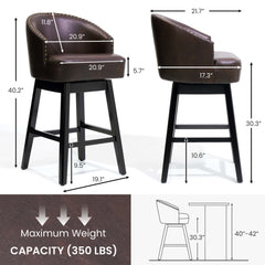 30.3" Swivel Faux Leather Counter Stool Set of 2
