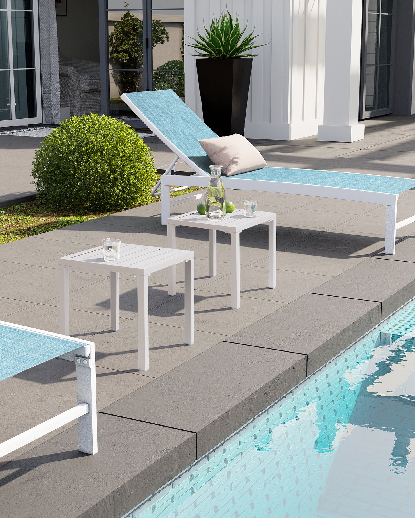 Crestlive Products Aluminum Square Side Table Small Patio Coffee Bistro