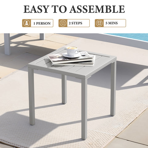 Crestlive Products 16 x 16 in. Outdoor Aluminum Small Square Side End Table