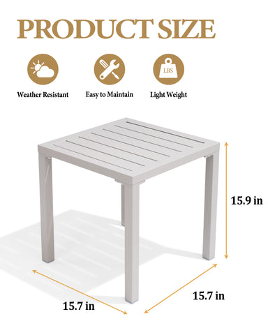 Crestlive Products 16 x 16 in. Outdoor Aluminum Small Square Side End Table