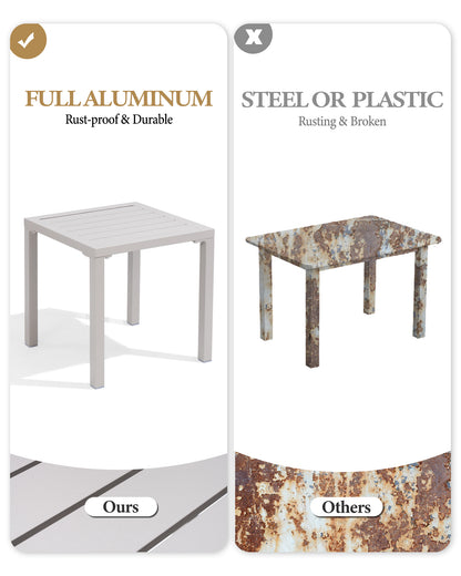 Crestlive Products Aluminum Square Side Table Small Patio Coffee Bistro
