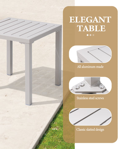 Crestlive Products 16 x 16 in. Outdoor Aluminum Small Square Side End Table