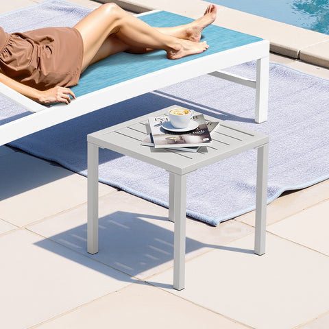 Crestlive Products 16 x 16 in. Outdoor Aluminum Small Square Side End Table