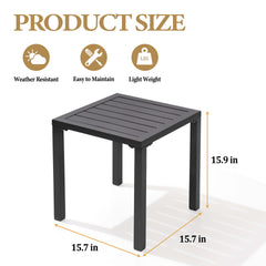 16x16" Aluminum Outdoor Square Side Table