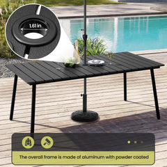 Aluminum Dining Set with Umbrella Hole & Polywood Chairs