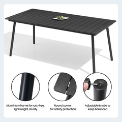 Aluminum Dining Set with Umbrella Hole & Polywood Chairs