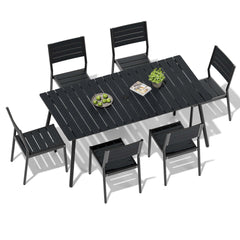 Aluminum Dining Set with Umbrella Hole & Polywood Chairs