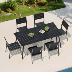 Aluminum Dining Set with Umbrella Hole & Polywood Chairs