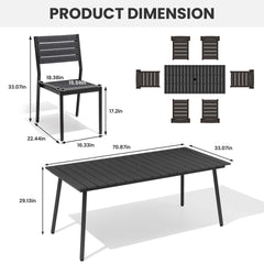 Aluminum Dining Set with Umbrella Hole & Polywood Chairs