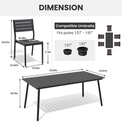 Aluminum Dining Set with Umbrella Hole & Polywood Chairs